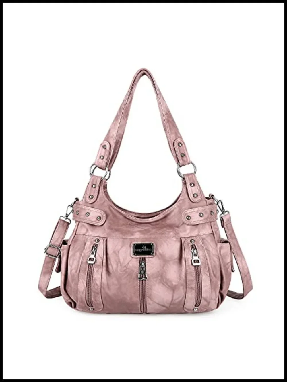 Washed Faux Leather Crossbody Hobo Satchel Shoulder Handbag Tote Purse